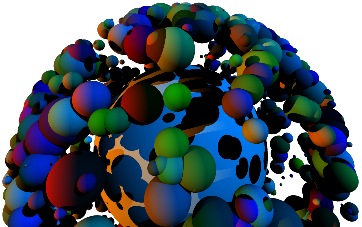 A scene of many colorful balls, rendered realistically
